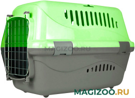 Переноска для животных Zooexpress Турне L с металлической дверцей зеленая 54,5 х 36 х 34 см (1 шт)