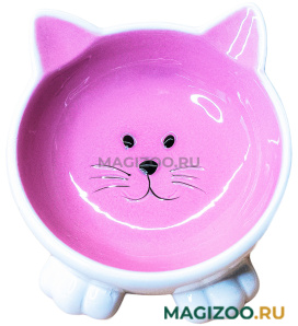 Миска керамическая Mr.Kranch для кошек Мордочка кошки на ножках розовая 100 мл (100 мл)