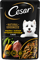 CESAR NATURAL GOODNESS для взрослых собак всех пород с индейкой, зеленым горошком и морковью в желе пауч (80 гр)
