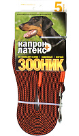 Поводок для собак 20 мм Зооник капроновый с двойной латексной нитью оранжевый 5 м  (1 шт)