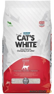CAT'S WHITE NATURAL наполнитель комкующийся для туалета кошек без ароматизатора (20 л)