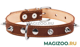 Ошейник кожаный для собак двойной с шипами коричневый 25 мм 38 – 50 см Collar (1 шт)