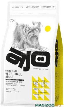 Сухой корм AJO DOG BASIC LINE VERY SMALL ADULT для взрослых собак маленьких пород с индейкой, ягненком и гречкой (1,5 кг)