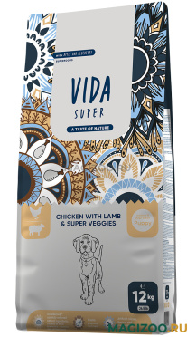 Сухой корм VIDA SUPER PUPPY MEDIUM & LARGE BREED CHICKEN LAMB & SUPER VEGGIES для щенков средних и крупных пород с курицей, ягненком и овощами (12 кг)