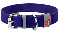 Ошейник кожаный для собак одинарный фиолетовый 20 мм 30 – 39 см Collar Waudog Classic (1 шт)