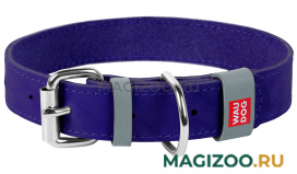 Ошейник кожаный для собак одинарный фиолетовый 20 мм 30 – 39 см Collar Waudog Classic (1 шт)