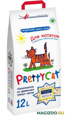 PRETTY CAT WOOD GRANULES наполнитель древесный для туалета котят (12 л)