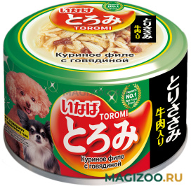 Влажный корм (консервы) INABA CIAO TOROMI для взрослых собак с куриным филе и говядиной в бульоне (80 гр)