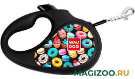 COLLAR WAUDOG R-LEASH Пончики ременной поводок-рулетка для животных 5 м размер L черная  (1 шт)