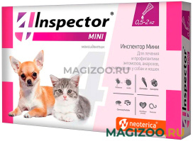 INSPECTOR MINI Инспектор Мини капли для собак весом от 0,5 до 2 кг и кошек против внутренних и внешних паразитов (1 пипетка)