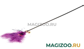 Дразнилка для кошек фиолетовая с пером и колокольчиком V.I.PET (1 шт)
