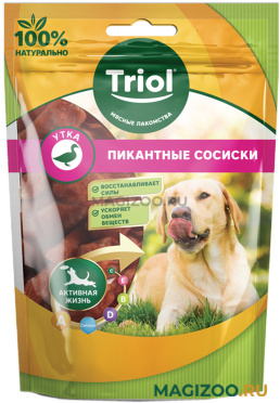 Лакомство TRIOL для собак сосиски пикантные с уткой 70 гр (1 шт)