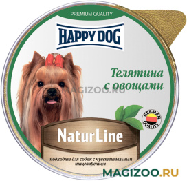 Влажный корм (консервы) HAPPY DOG NATUR LINE для взрослых собак маленьких пород паштет с телятиной и овощами (125 гр УЦ)