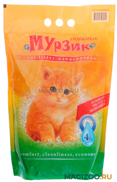 Мурзик Силикагель наполнитель силикагелевый для туалета кошек (4 л)