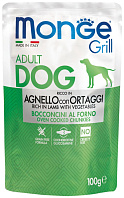 MONGE GRILL POUCH DOG для взрослых собак с ягненком и овощами пауч (100 гр)