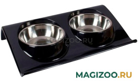 Миска двойная Superdesign Элеганс на меламиновой подставке черная 2 х 0,16 л (1 шт)