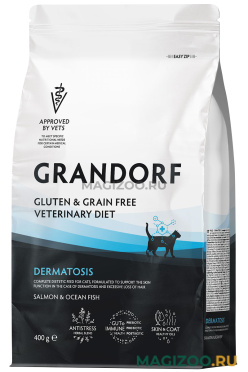 Сухой корм GRANDORF GLUTEN&GRAIN FREE VETERINARY DIET CAT DERMATOSIS диетический корм для взрослых кошек с заболеваниями кожи (0,4 кг)