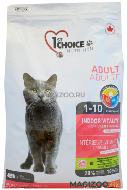 1ST CHOICE CAT ADULT INDOOR VITALITY для взрослых кошек живущих дома с курицей (10 кг)