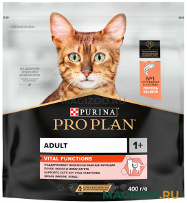 Сухой корм PRO PLAN VITAL FUNCTIONS для взрослых кошек для поддержания почек, мозга и иммунитета с лососем (0,4 кг)