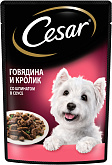 CESAR для взрослых собак маленьких пород с говядиной, кроликом и шпинатом в соусе пауч (85 гр)