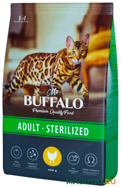 Сухой корм MR.BUFFALO ADULT STERILIZED для взрослых кастрированных котов и стерилизованных кошек с курицей (0,4 кг)