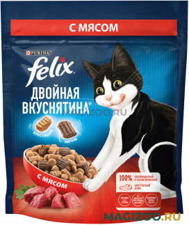 Сухой корм FELIX ДВОЙНАЯ ВКУСНЯТИНА для взрослых кошек с мясом (0,2 кг)