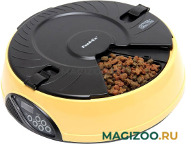 Автоматическая кормушка для кошек и собак на 6 кормлений с ЖК-дисплеем Feed-Ex, желтая (1 шт)