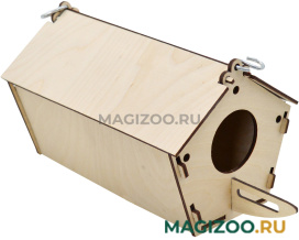 Домик для птиц Zooexpress Скворечник пятиугольный крепление к клетке фанера 14 х 27 х 13 см (1 шт)