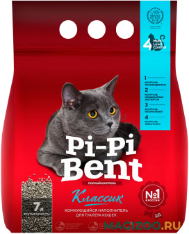 PI-PI BENT КЛАССИК – Пи-Пи-Бент наполнитель комкующийся для туалета кошек (3 кг)