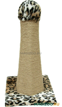 Когтеточка столбик Зооник напольная шестигранная для кошек 30 х 30 х 55 см пенька бежевый леопард (1 шт)