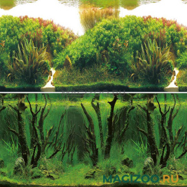 Аквариумный фон двухсторонний Laguna Зеленые холмы/Подводный лес 50 см 9084/9085 (1 м)