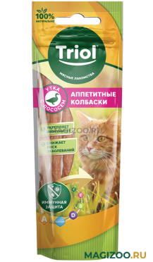 Лакомство TRIOL для кошек колбаски аппетитные с уткой и лососем 40 гр (1 шт)
