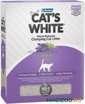 CAT'S WHITE LAVENDER BOX наполнитель комкующийся для туалета кошек с ароматом лаванды коробка (6 л)