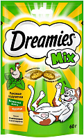 Лакомство DREAMIES MIX для кошек подушечки с курицей и мятой (60 гр)