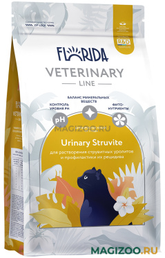Сухой корм FLORIDA VETERINARY LINE URINARY STRUVITE для взрослых кошек для растворения струвитных уролитов и профилактики их рецидива (0,35 кг)