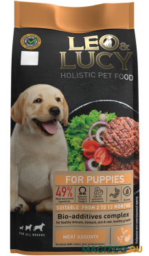 Сухой корм LEO&LUCY HOLISTIC для щенков всех пород с мясным ассорти, овощами и биодобавками (1,6 кг)
