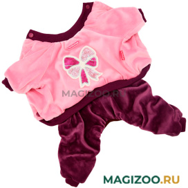 FOR MY DOGS костюм для собак утепленный велюр розовый/бордо FW814-2019 (10Chh) 
