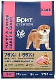 БРИТ ПРЕМИУМ DOG PUPPY & JUNIOR LARGE & GIANT для щенков и молодых собак крупных и гигантских пород с курицей (3 кг)