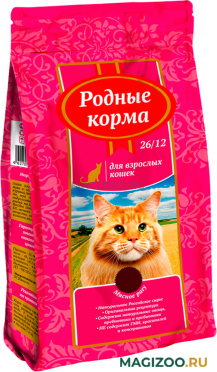 Сухой корм РОДНЫЕ КОРМА для взрослых кошек с мясным рагу 26/12 (10 кг)
