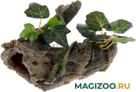 Декор грот для аквариума Коряга с растением, 17 х 12 х 12 см, BARBUS, Decor 026 (1 шт)