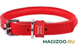Ошейник кожаный круглый для длинношерстных собак красный 8 мм 25 – 33 см Collar WauDog Glamour (1 шт)