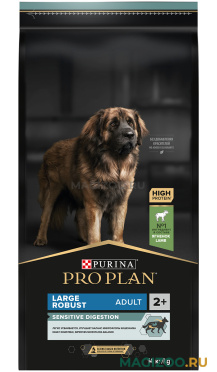 Сухой корм PRO PLAN SENSITIVE DIGESTION для взрослых собак крупных пород с мощным телосложением для чувствительного пищеварения с ягненком (14 кг УЦ)