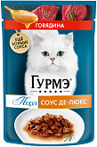 ГУРМЭ ПЕРЛ СОУС ДЕ-ЛЮКС для взрослых кошек с говядиной в соусе пауч (75 гр)