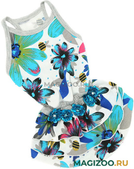 FOR MY DOGS платье для собак Цветы голубое 414SS-2019 (16) 