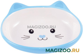 Миска керамическая Mr.Kranch для кошек Мордочка кошки голубая (0,16 л)