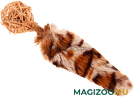 Игрушка для кошек GiGwi Catch Skratch Eco Мячик с колокольчиком, хвостом и кошачьей мятой плетеный 13 см (1 шт)