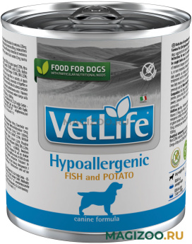 Влажный корм (консервы) FARMINA VET LIFE CANIN HYPOALLERGENIC для взрослых собак при пищевой аллергии, непереносимости с рыбой и картофелем 300 гр (300 гр)