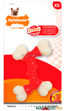 Игрушка для собак Nylabone Extreme Chew Double Bone двойная косточка экстра-жесткая с ароматом бекона XS (1 шт)