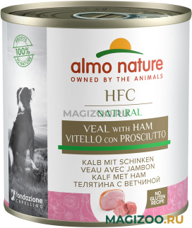 Влажный корм (консервы) ALMO NATURE DOG CLASSIC HFC для взрослых собак с телятиной и ветчиной (290 гр)