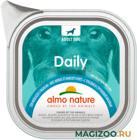 Влажный корм (консервы) ALMO NATURE DOG DAILY MENU для взрослых собак паштет с треской и стручковой фасолью (100 гр)
